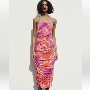 Zara Print Dress With Tulle